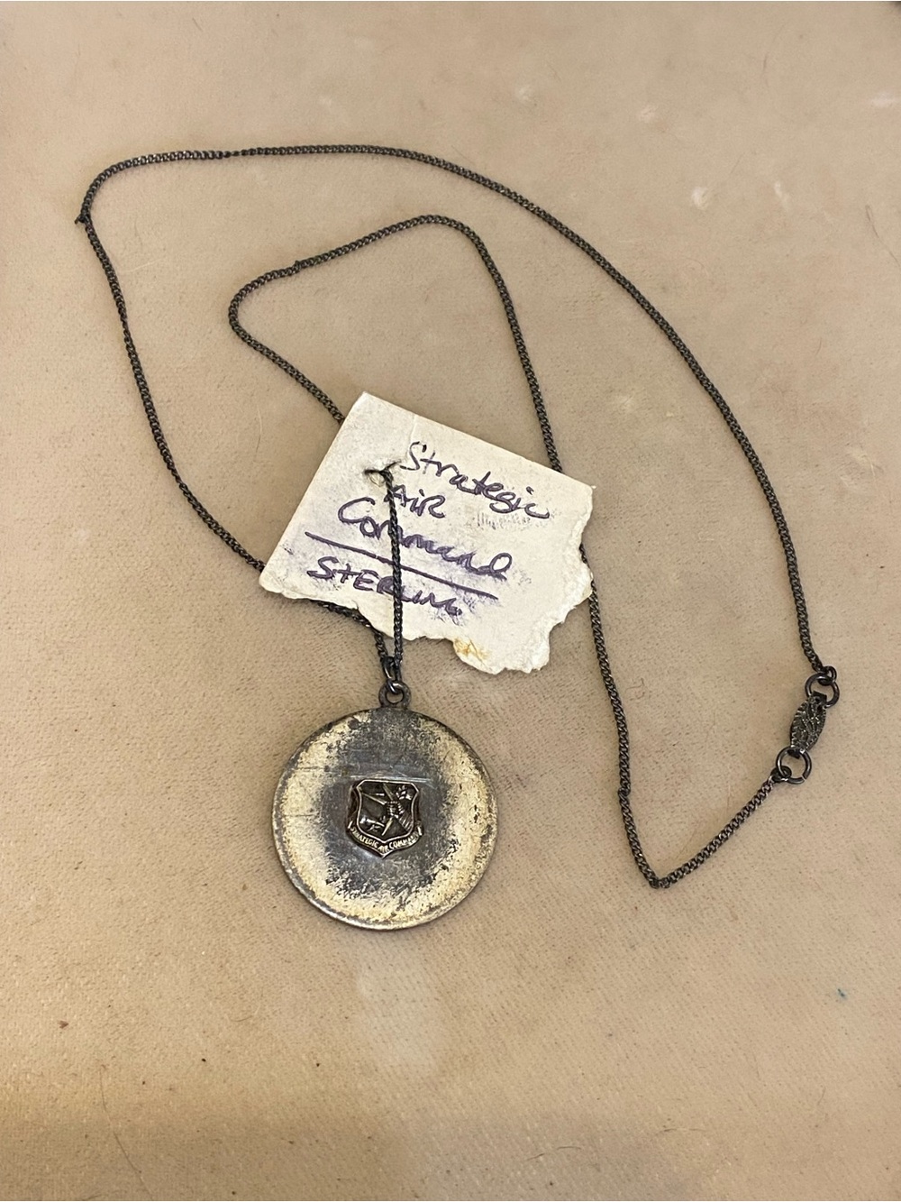 Vintage Sterling Silver Strategic Air Command Pendant Necklace 925